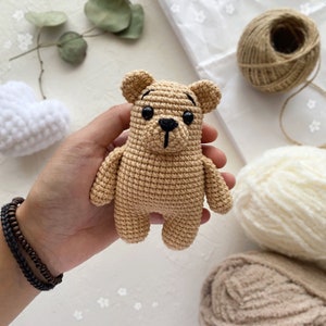 CROCHET BEAR PATTERN Amigurumi brown bear Easy crochet pattern Toy tutorial for beginners Crochet applique diy