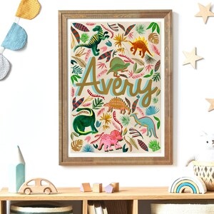 Dinosaur Name Print, Dinosaur Wall Art, Dinosaur Decor