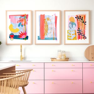 Colorful Abstract Leaf Print Set: Modern Gallery Wall Art