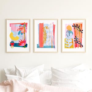 Colorful Abstract Leaf Print Set: Modern Gallery Wall Art