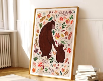 Woodland Bear Nursery Print | Bear Nursery Wall Art | Woodland Nursery Decor