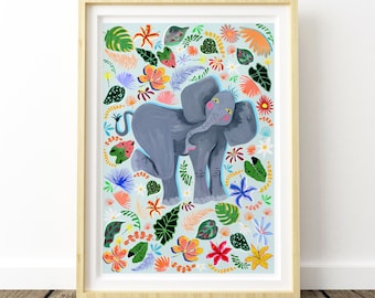 Elephant Safari Print | Safari Nursery Wall Art | Jungle Nursery Decor