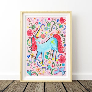 Unicorn Art Print, Girls room prints, Unicorn Decor