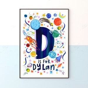 Kids Space Letter Print, Personalised Space Name Print, Kids Space Decor