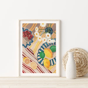 Fruit Still Life Print, Kitchen Art, Picnic Still Life Print