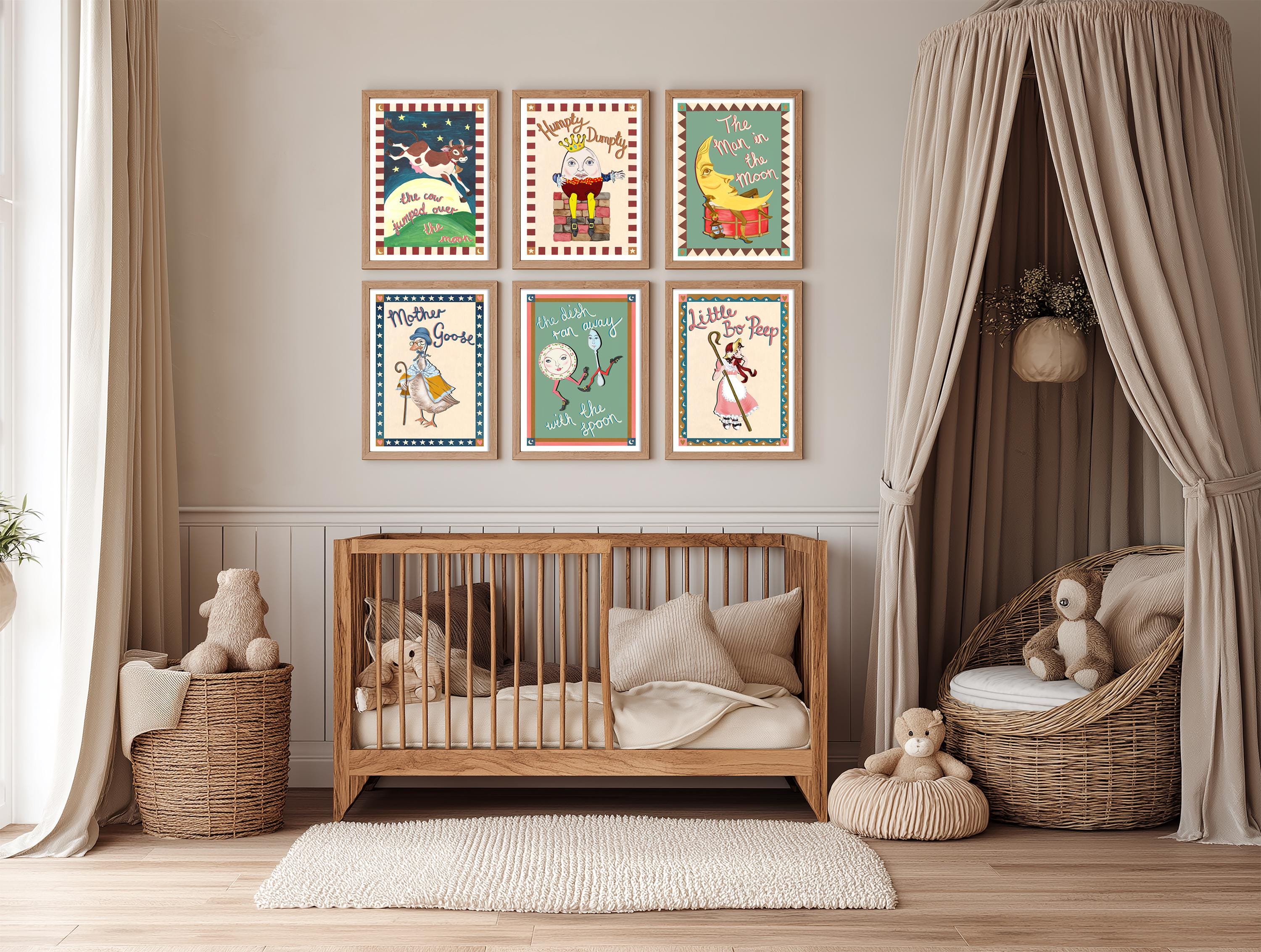 Nursery Rhyme Print Set – Hand-painted Storybook Wall Art - Etsy