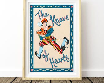 The Knave of Hearts Nursery Print – Hand-Painted Nursery Rhyme Art, Vintage Storybook Illustration