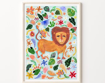 Lion Safari Print | Safari Nursery Wall Art | Lion Nursery Decor