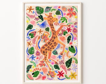 Giraffe Safari Print | Safari Nursery Wall Art | Giraffe Nursery Decor