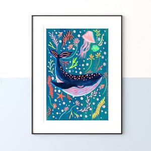 Whale Ocean Art Print | Whale Nursery Wall Art | Ocean Nursery Decor