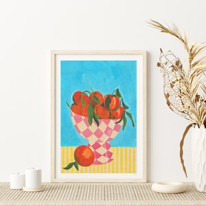 Bowl of Oranges Print: Colorful Kitchen Still Life Art