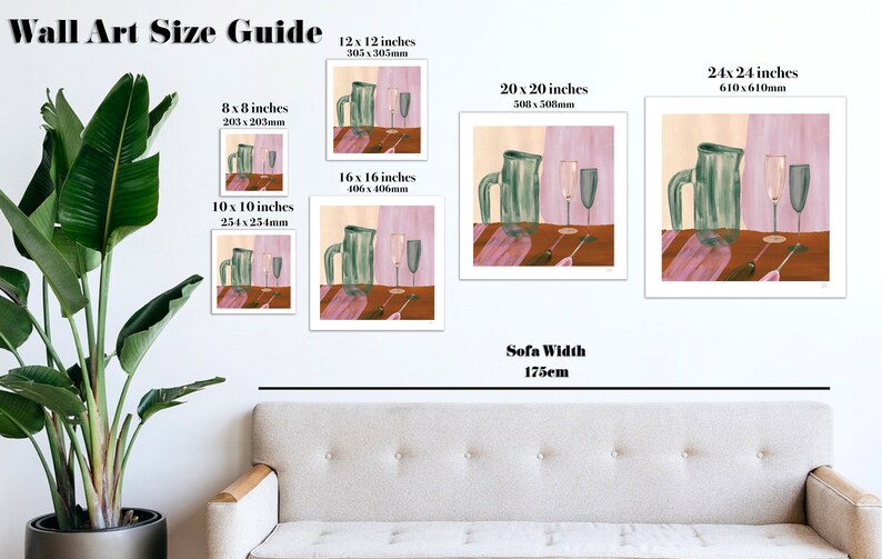 Kitchen Still Life Wall Art Dark Green Lavender and Rust Still Life Watercolour Wine Glasses Still Life Watercolour Giclee Art Print