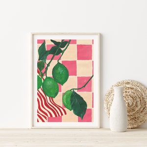 Lime Fruit Print, Citrus Fruit Art, Fruit Wall Art