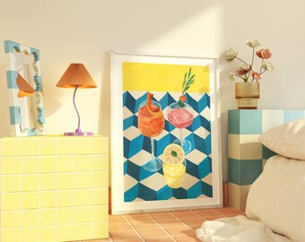 Retro Kitchen Print, Cocktail Print, Drink Poster