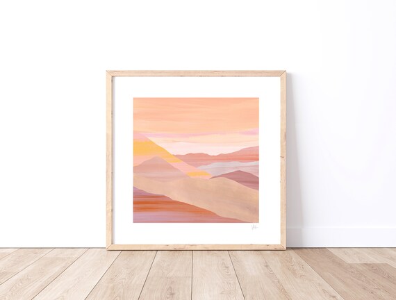 Desert Print, Pink Landscape Art, Calming Wall Art