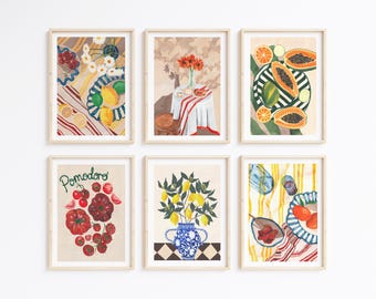Rustic Kitchen Food Prints: Farmhouse Still Life Art Set