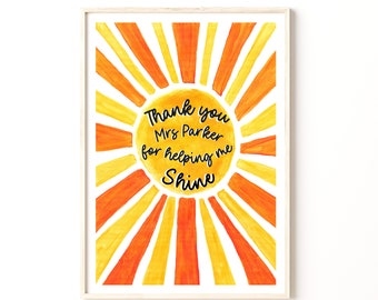 Sun Thank you Teacher Print