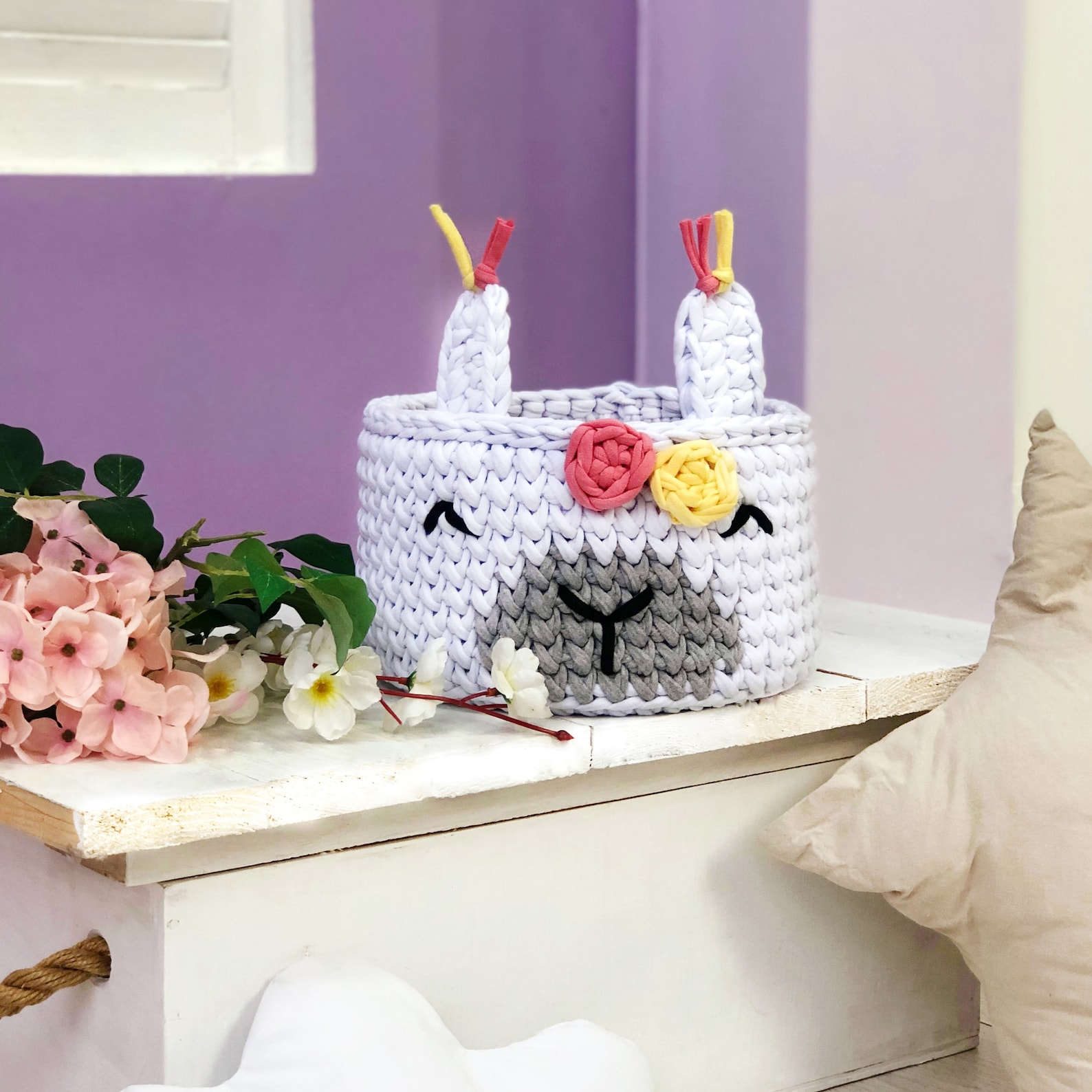 Knitted Animal Storage Basket Knitted Baskets for Childrens Etsy