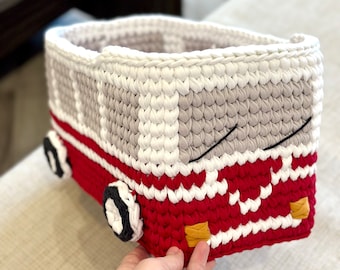 Retro bus basket, Storage basket, Gift for boy, Nursery decor