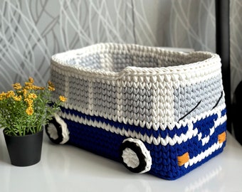 Retro bus basket, Storage basket, Gift for boy, Nursery decor