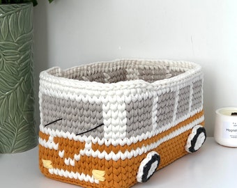 Retro bus basket, Storage basket, Gift for boy, Nursery decor