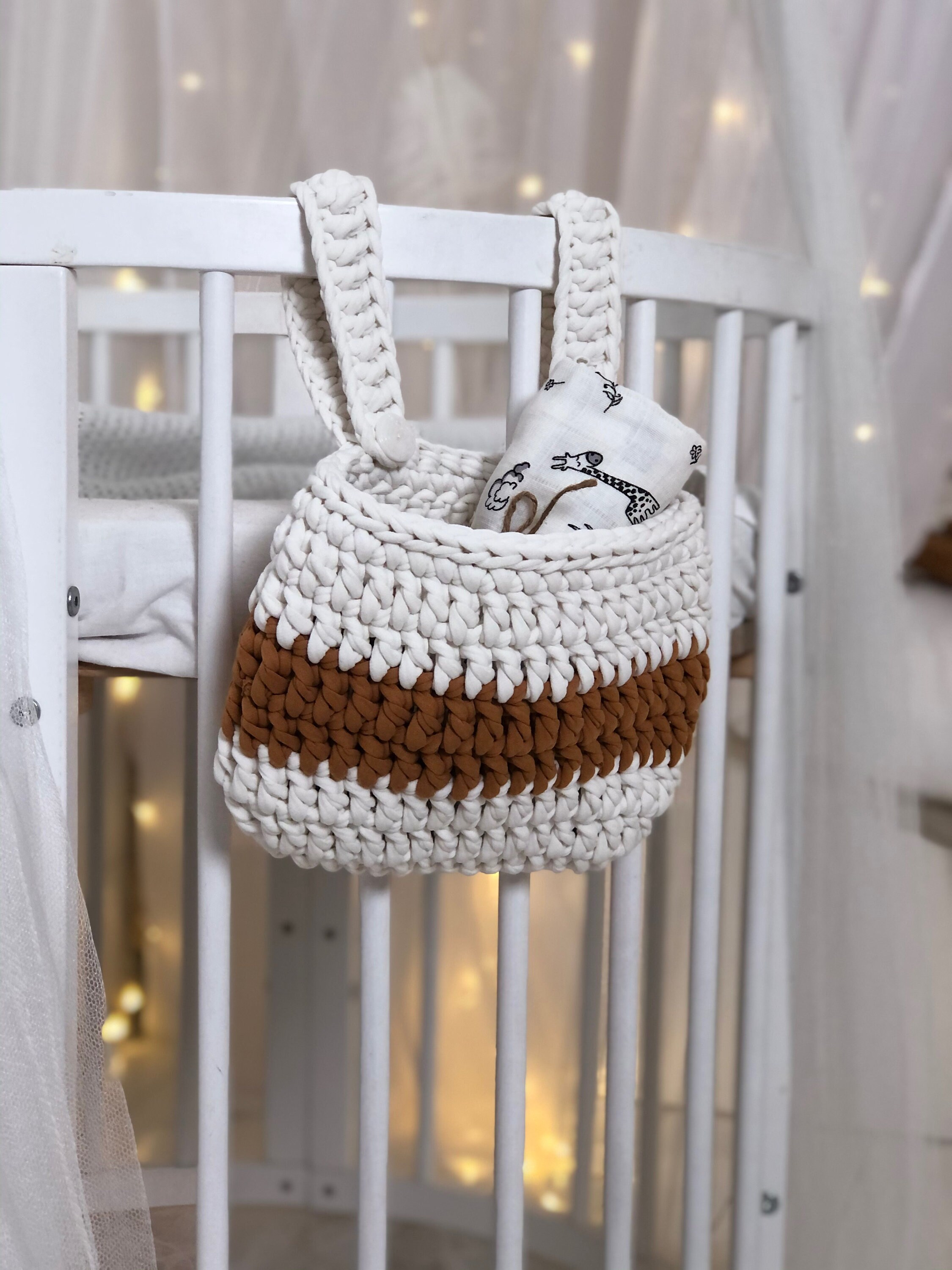 Crochet Hanging Basket Small Hanging Storage Basket Small Etsy