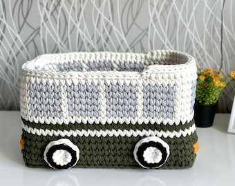 Retro bus basket, Storage basket, Gift for boy, Nursery decor