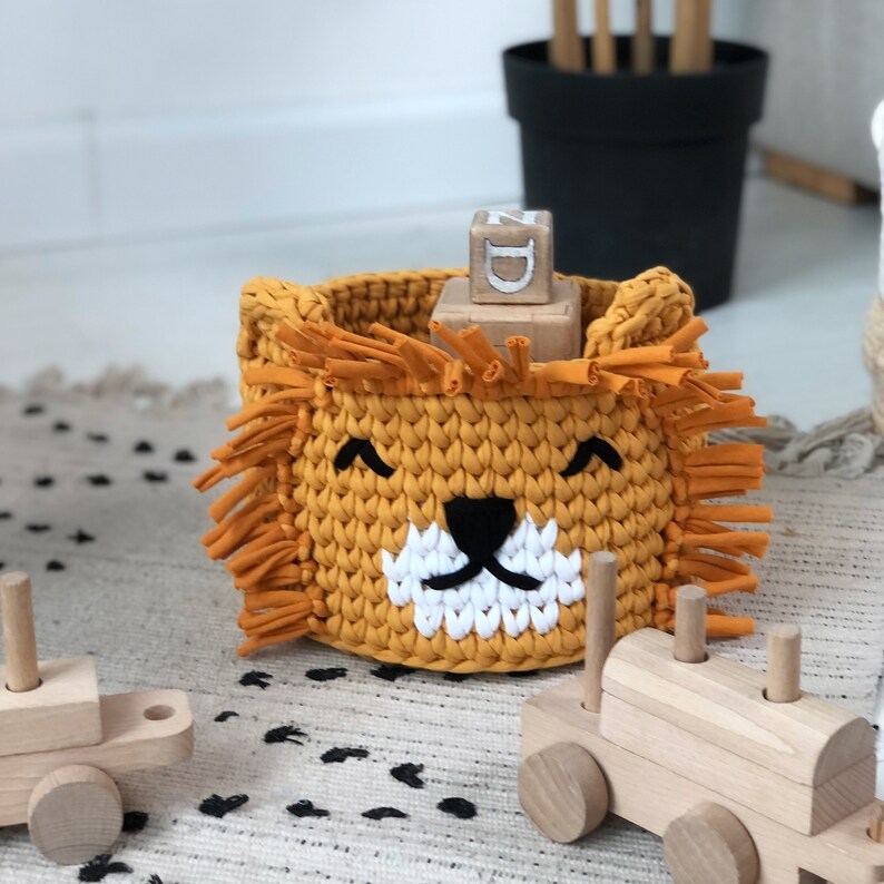 Knitted Animal Storage Basket Knitted Baskets for Childrens Etsy