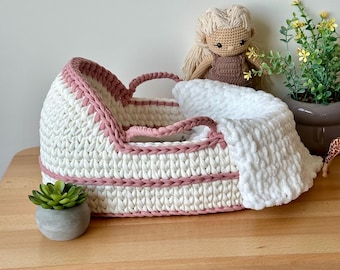 Baby doll bassinet carrier, Cotton Crochet Crib, Gift Christmas a Day