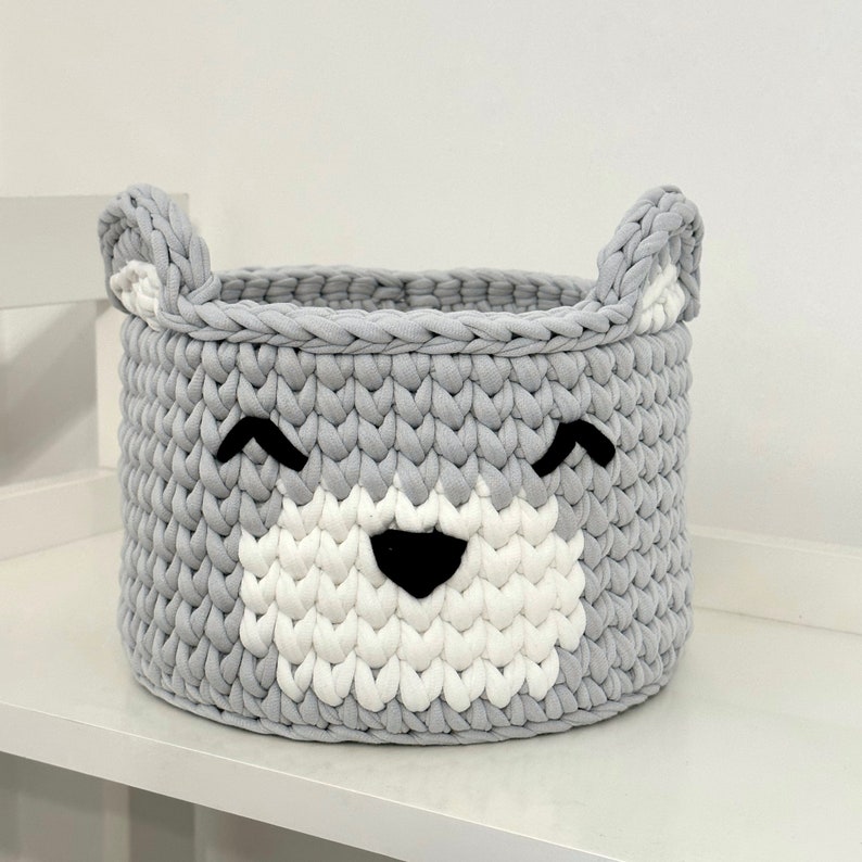 Knitted Bear Storage Basket Knitted Baskets for Childrens Etsy