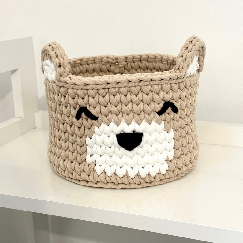 Knitted Bear Storage Basket Knitted Baskets for Childrens Etsy