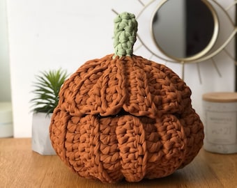 Knitted Pumpkin Basket, Halloween Sweets Storage, Autumn Home Decor