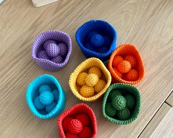 Montessori toy set for sorting, learning colors, developing fine motor skills