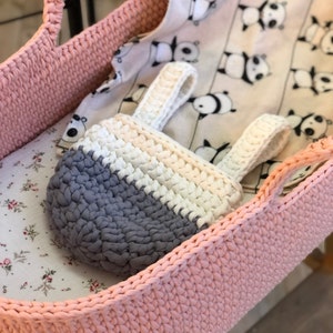 Crochet Hanging Basket: Two-Tone Nursery Storage Organizer
