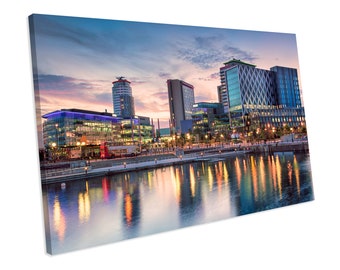 Footbridge over Salford Quays Canvas Art Cheap Wall Print Home Interior