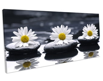 Spa Rock Stone Daisy Flower CANVAS WALL ART DECO LARGE READY TO HANG all sizes
