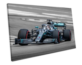 LEWIS HAMILTON FORMULA 1 PHOTO PRINT ON WOOD FRAMED CANVAS WALL ART