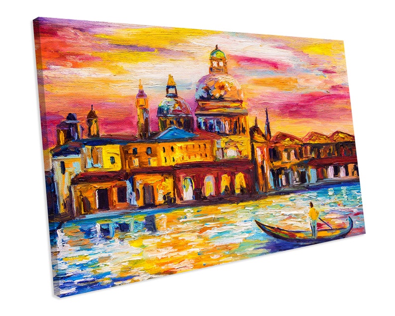 Colourful Venice Sunset Italy CANVAS WALL ART Picture Print