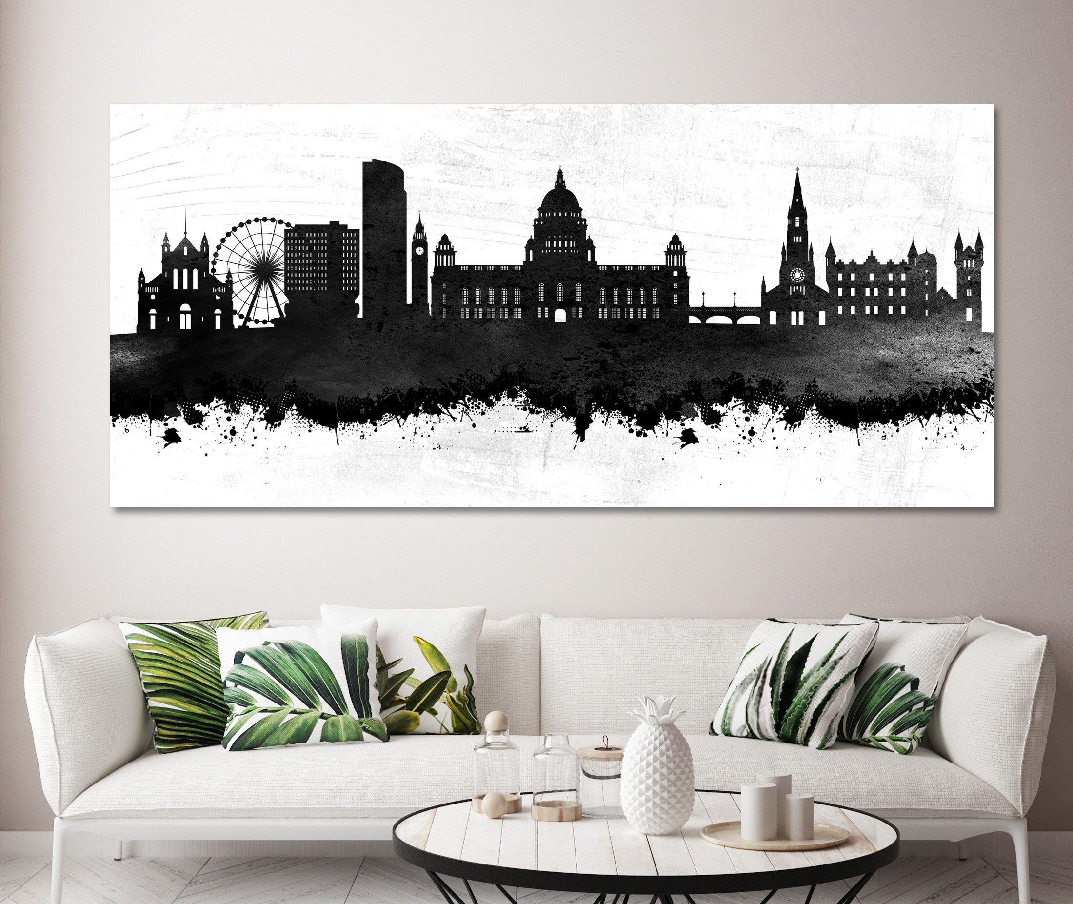 Belfast Skyline Cityscape CANVAS PRINT Framed Wall Art Picture Etsy