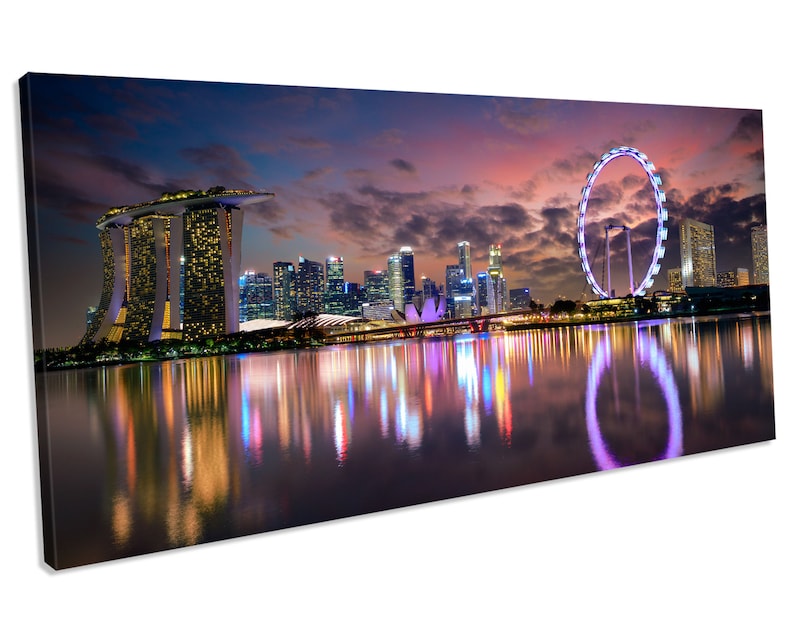 Singapore Skyline CANVAS WALL ART Panoramic Framed Picture Etsy