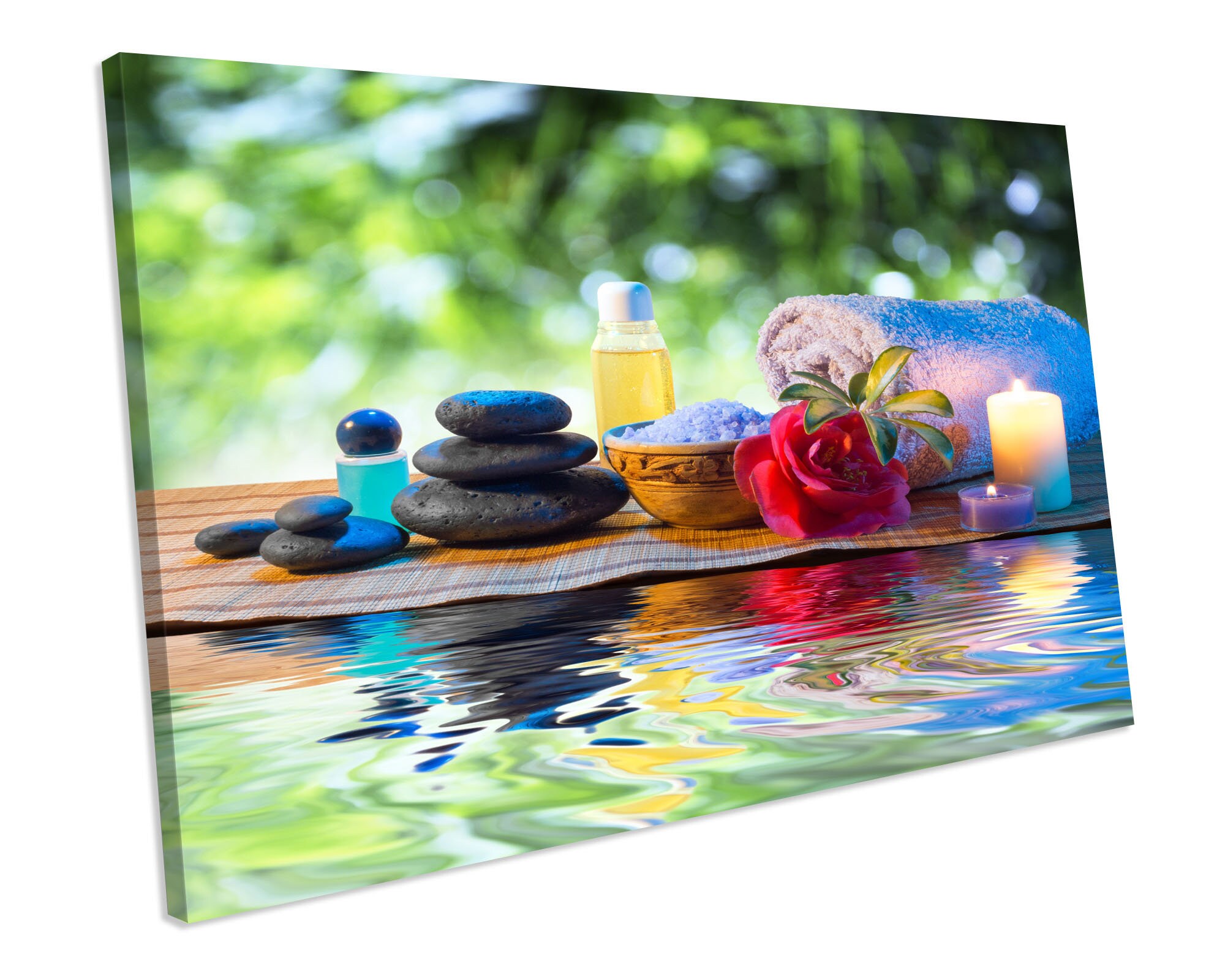 Zen Stones Pebbles Water Floral Bathroom CANVAS WALL ART Box Etsy