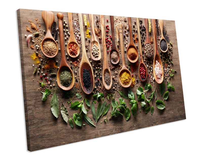 Herbs & Spices Food Kitchen CANVAS WALL ART Box Framed Picture Etsy