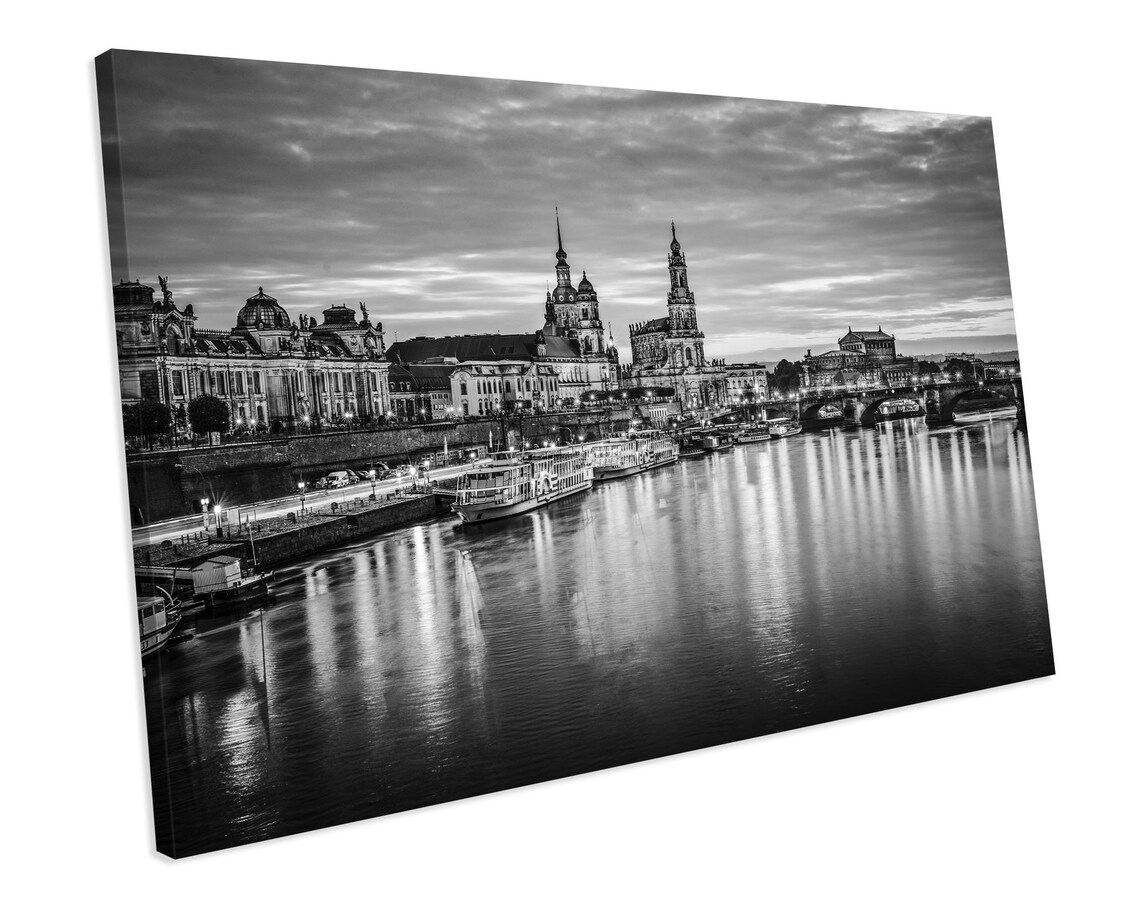 Black & White Dresden Germany Cityscape CANVAS ART PRINT Box | Etsy