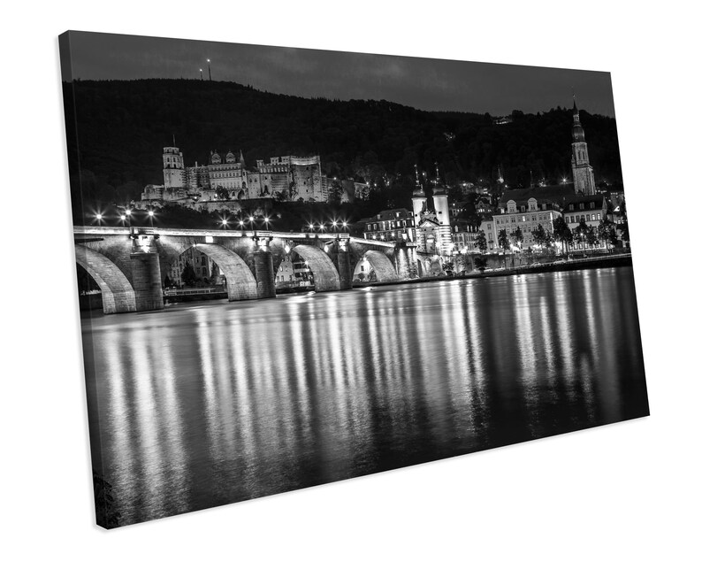 Black & White Old Bridge Heidelberg City Germany CANVAS ART | Etsy