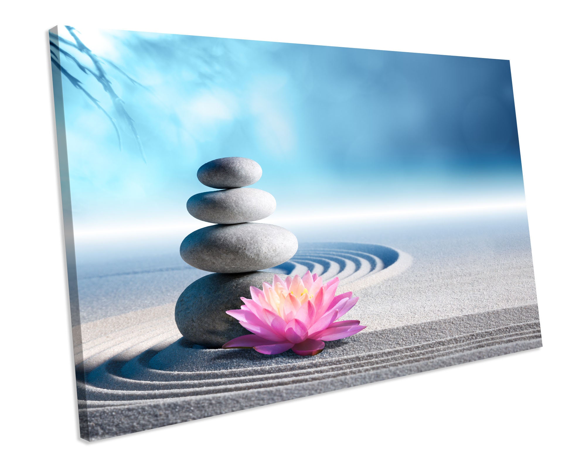 Zen Stones Floral Bathroom CANVAS WALL ART Box Framed Picture | Etsy