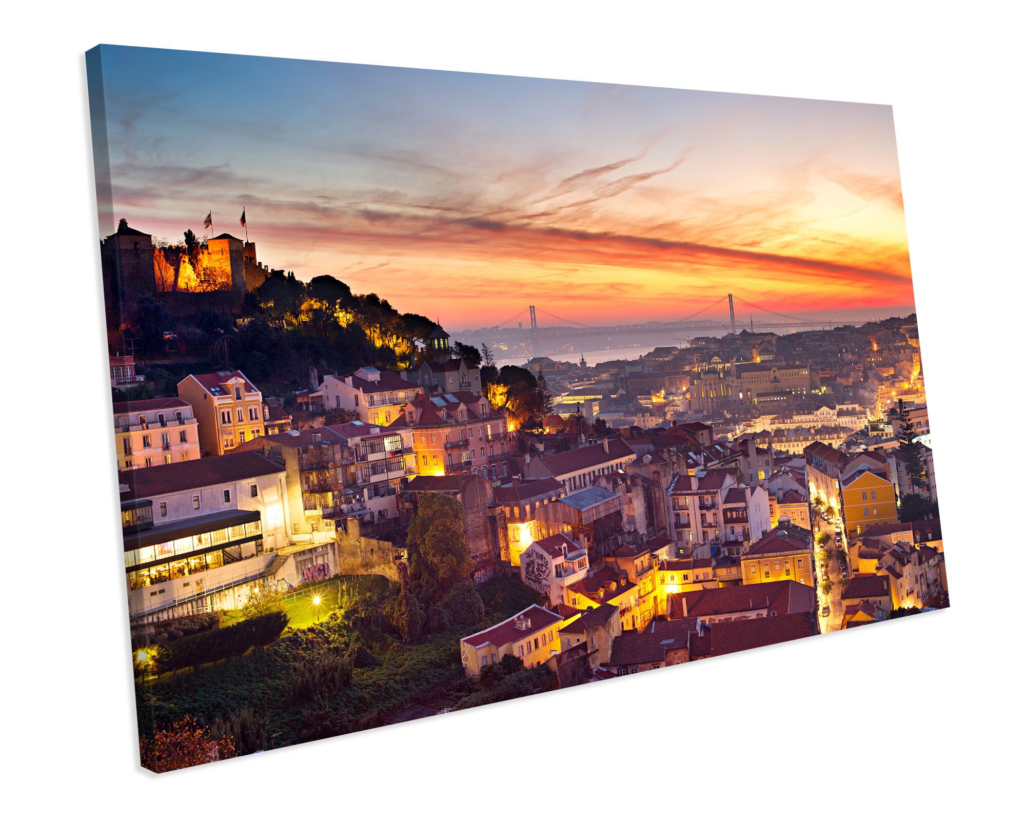 Lisbon Portugal Sunset Cityscape CANVAS ART PRINT Box Framed Etsy