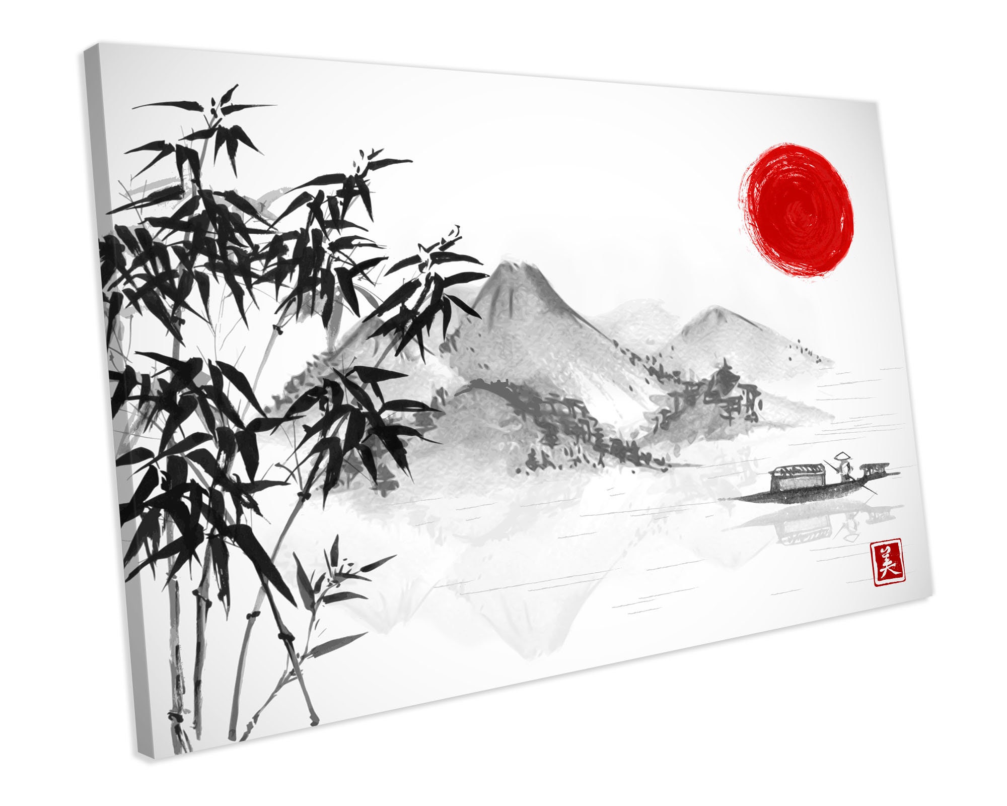 Japanese Art Abstract Painting CANVAS WALL ART Box Framed Etsy