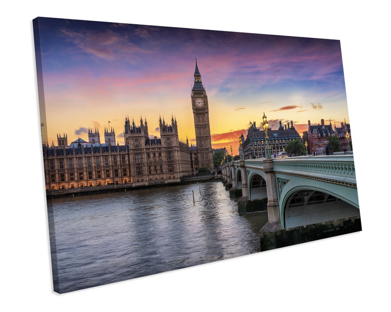 Place Of Westminster London Sunset Landmark CANVAS ART PRINT Box Framed Picture Home Decor