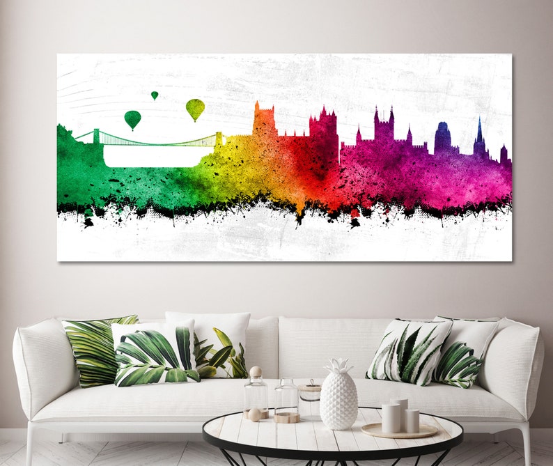 Bristol Skyline Cityscape CANVAS ART Box Framed Picture Print Etsy