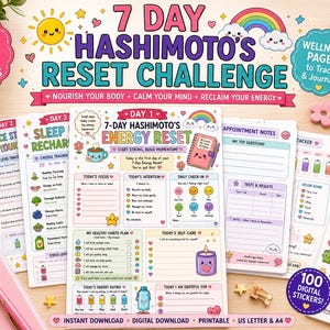 7 Day Hashimoto’s Energy Reset  and 100 bonus digital sticker | Thyroid Health Tracker | GoodNotes and Notability Journal | Instant Download
